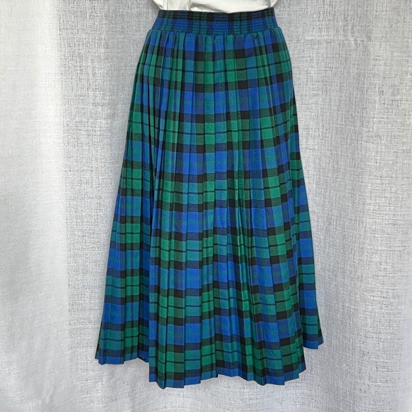 Tartan Plaid Skirt Pleated Size 12 Midi Length Pull On Separate Scene Preppy - Picture 1 of 5